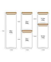 Genicook 5 Pc Glass Food Storage Jars, Borosilicate Glass Canister Set with Bamboo