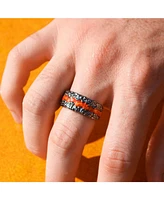 LuvMyJewelry Fire in My Soul Design Sterling Silver Black Rhodium Plated, Enamel Band Ring