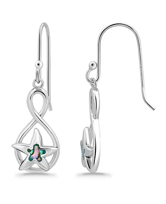 Macy's Abalone Inlay Starfish Motif Fishhook Drop Earrings