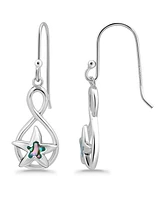 Macy's Abalone Inlay Starfish Motif Fishhook Drop Earrings