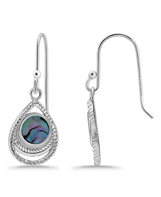 Macy's Abalone Inlay Center Fishhook Drop Earrings