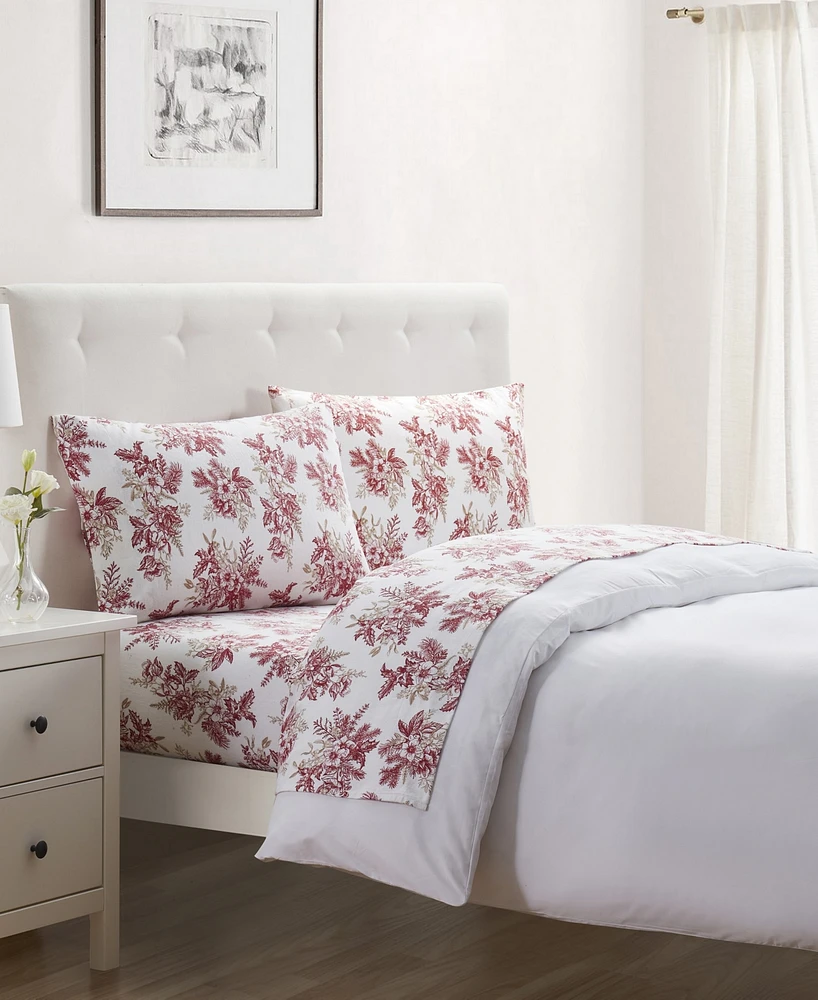 Tahari Home Toile 100% Cotton Flannel 3-Pc. Sheet Set, Twin