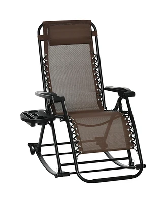 Outsunny Rocking Zero Gravity Lounge Chair, Folding,