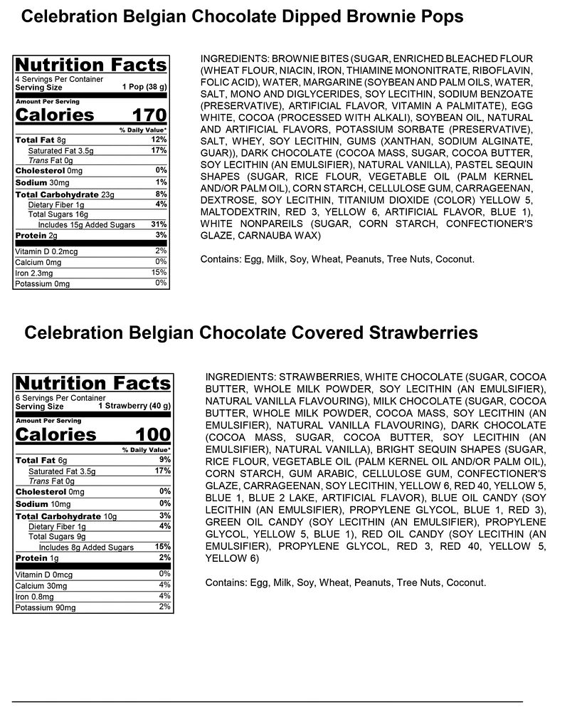 Chocolate Covered Company Celebration Belgian Chocolate Covered Strawberries and Brownie Pops