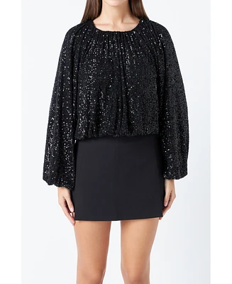 endless rose Women's Sequins Blouson Top