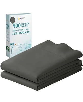 King 100% Cotton 500 Thread Count Pillow Cases, Size, Soft and Silky, Cool Smooth by California Design Den