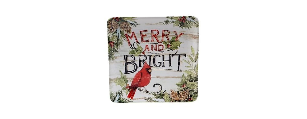 Certified International Evergreen Christmas 4 Piece Dessert Plate