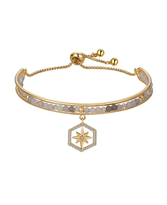 Unwritten Cubic Zirconia Star and Multi Color Glass Stone Bead Bracelet