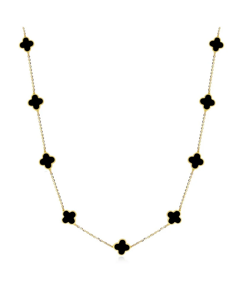 The Lovery Mini Onyx Clover Necklace 14K Yellow Gold