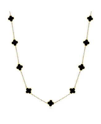 The Lovery Mini Onyx Clover Necklace 14K Yellow Gold