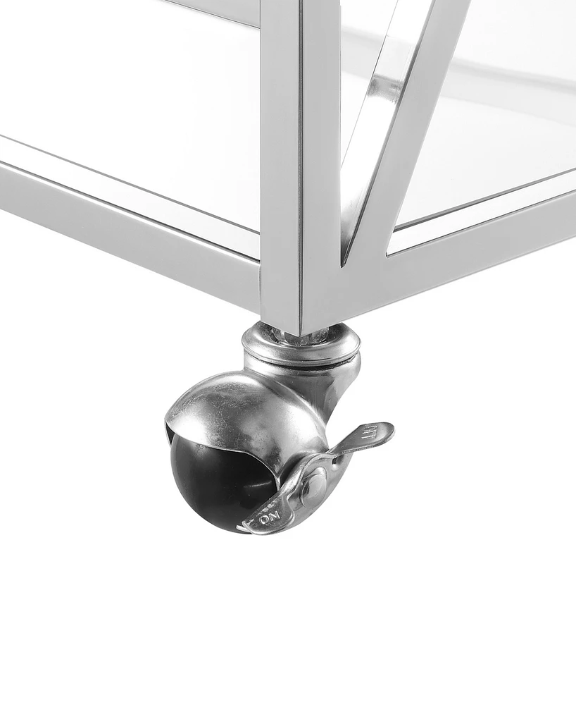 Convenience Concepts 29.25" Chrome Oxford Glass Bar Cart With Shelf