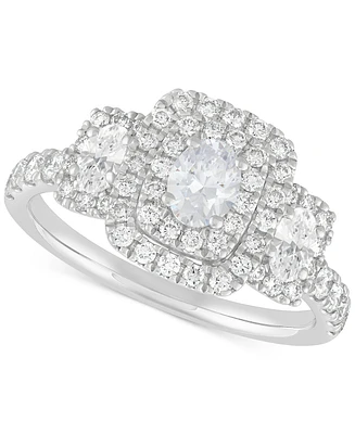 Diamond Oval Double Halo Engagement Ring (1-1/3 ct. t.w.) in 14k White Gold