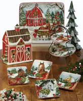 Certified International Christmas on the Farm 4-Pc. Canape Plate asst.