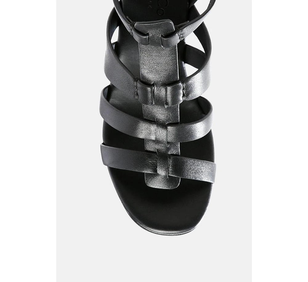 Windrush Cage Wedge Leather Sandal Nude