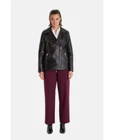 Furniq Uk Women's Genuine Leather Jacket,Nappa Black