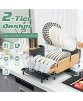 Sugift 2-Tier Detachable Dish Rack with Drainboard and 360° Swivel Spout