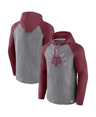 Men's Fanatics Maroon, Heather Gray Texas A&M Aggies Wrap Up Raglan Pullover Hoodie