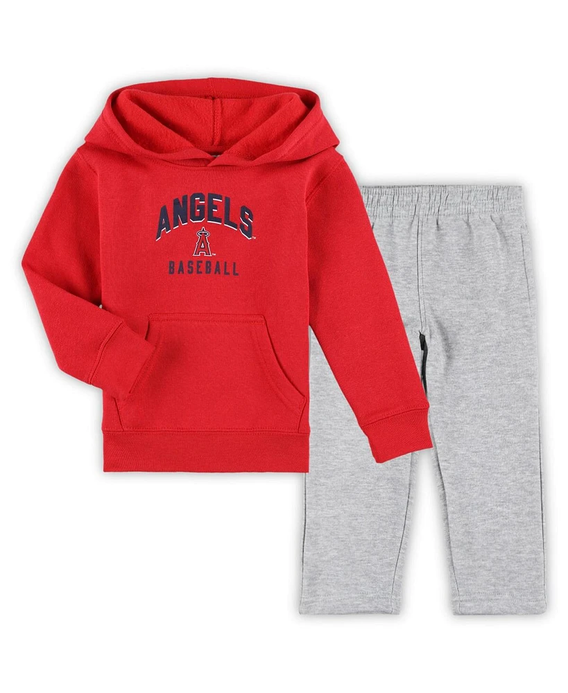 Toddler Boys and Girls Red, Gray Los Angeles Angels Play-By-Play Pullover Fleece Hoodie Pants Set