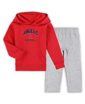 Toddler Boys and Girls Red, Gray Los Angeles Angels Play-By-Play Pullover Fleece Hoodie Pants Set