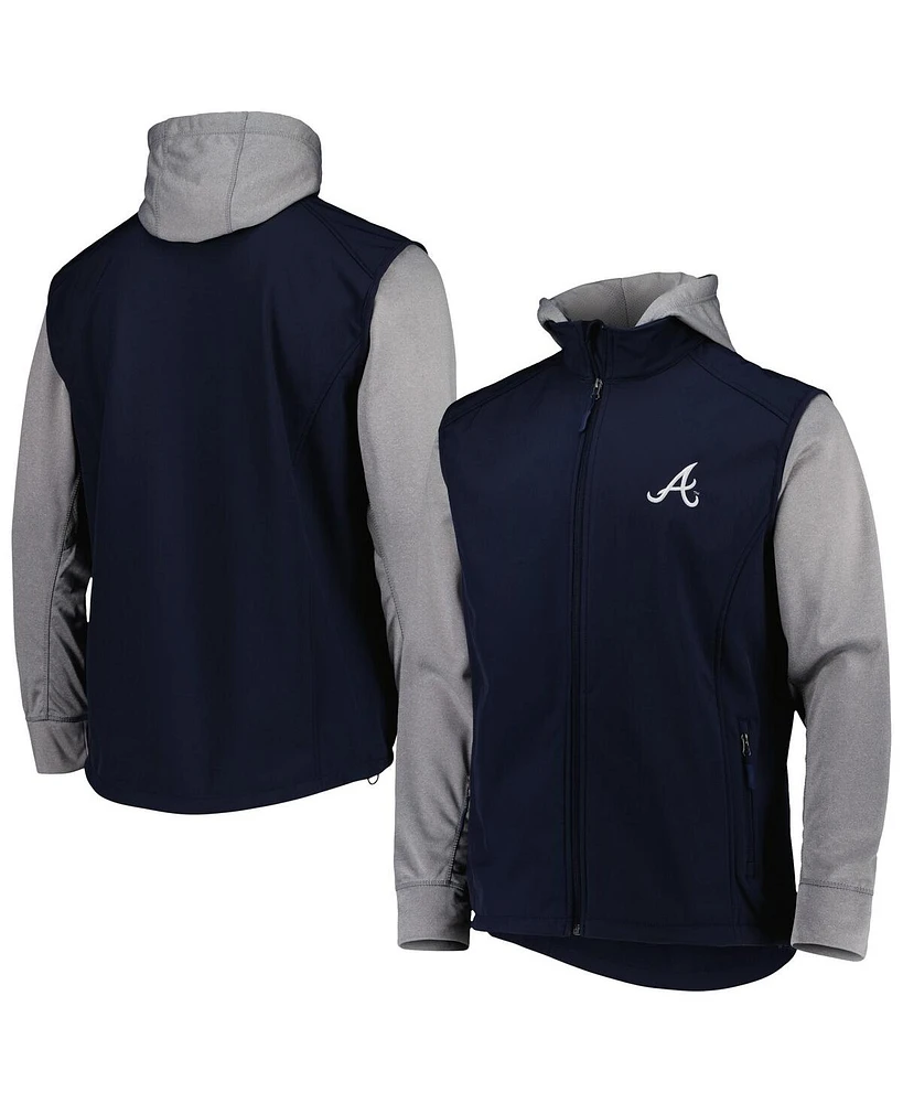 Men's Dunbrooke Navy, Heather Gray Atlanta Braves Alpha Full-Zip Jacket