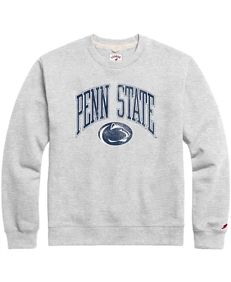 Men's League Collegiate Wear Heather Gray Distressed Penn State Nittany Lions Tall Arch Essential Pullover Sweatshirt