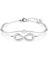 Swarovski Rhodium-Plated Baguette Crystal Infinity Double-Row Bangle Bracelet