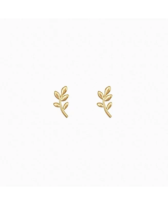 Sterling Silver 18k Gold Plated Olivia Leaf Stud Earrings