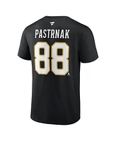 Men's Fanatics David Pastrnak Black Boston Bruins Authentic Stack Name and Number T-shirt