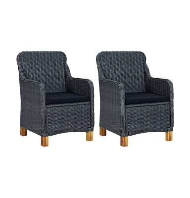 Patio Chairs with Cushions 2 pcs Poly Rattan Dark Gray