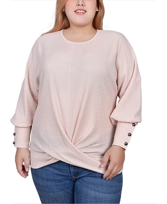 Ny Collection Plus Long Sleeve Textured Knit Top