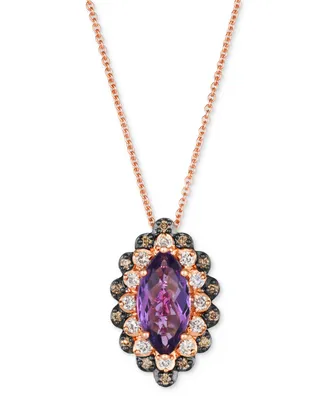 Le Vian Grape Amethyst (1-5/8 ct. t.w.) & Diamond (1/3 ct. t.w.) Marquise Halo Adjustable 20" Pendant Necklace in 14k Rose Gold