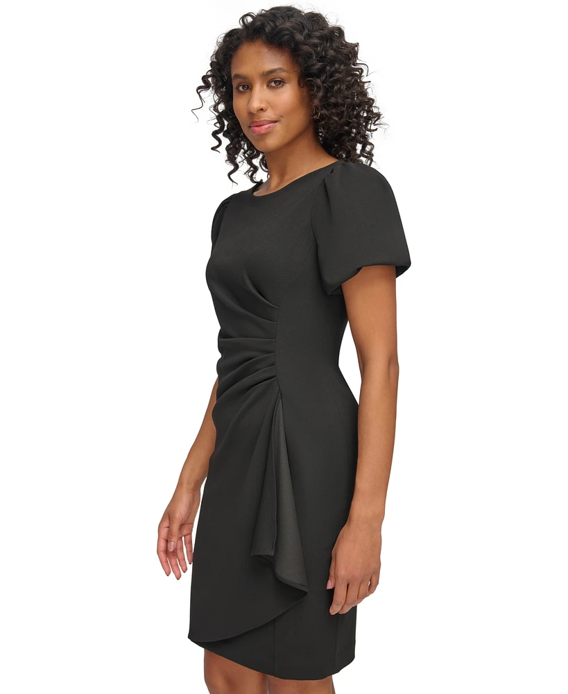 Dkny Women's Puff-sleeve Side-ruched Sheath Dress