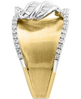 Effy Diamond Baguette & Round Wide Statement Ring (3/8 ct. t.w.) in 14k Two-Tone Gold