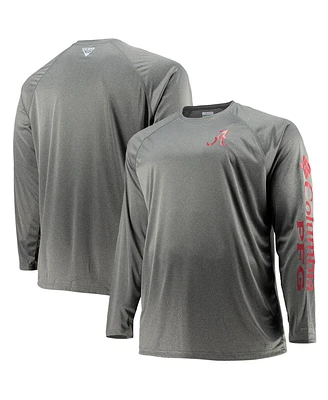 Men's Columbia Charcoal Alabama Crimson Tide Big and Tall Terminal Tackle Omni-Shade Long Sleeve Raglan T-shirt