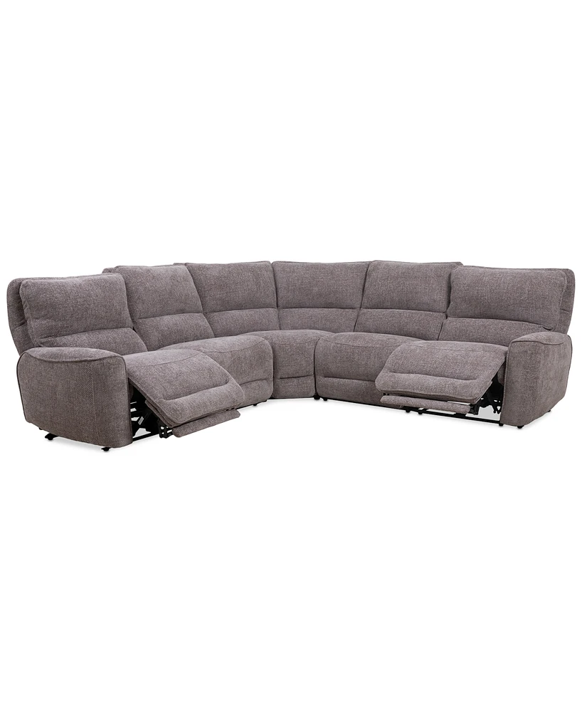 Closeout! Deklyn 116" 5-Pc. Zero Gravity Fabric Sectional with 2 Power Recliners, Created for Macy's