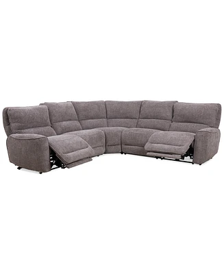 Closeout! Deklyn 116" 5-Pc. Zero Gravity Fabric Sectional with 2 Power Recliners, Created for Macy's