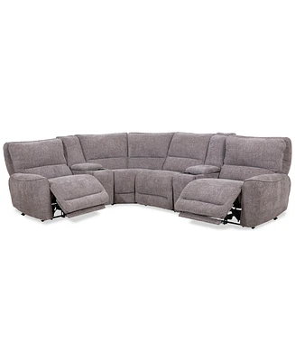 Closeout! Deklyn 129" 6-Pc. Zero Gravity Fabric Sectional with 2 Power Recliners & Consoles, Created for Macy's