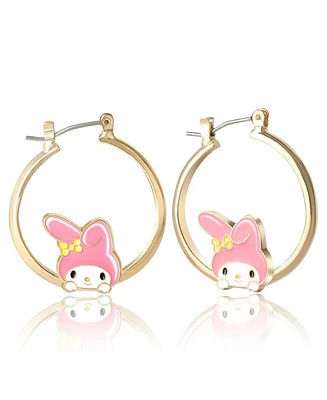 Sanrio Hello Kitty Women's Enamel Plated Hoop Earrings Officially Licensed - My Melody