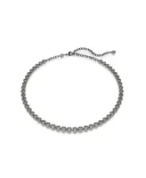 Swarovski Round Cut, Gray, Ruthenium Plated Imber Tennis Necklace