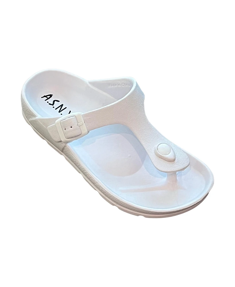 Andrew By Stevens Women s Comfort Slide Thong Buckle Eva Flat Sandal