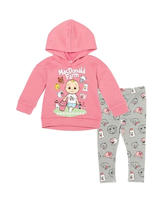 CoComelon Baby Girls Jj Fleece Pullover Hoodie and Pants Outfit Set to