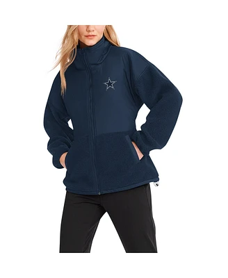 Women's Dkny Sport Navy Dallas Cowboys Drew Sherpa Full-Zip Jacket