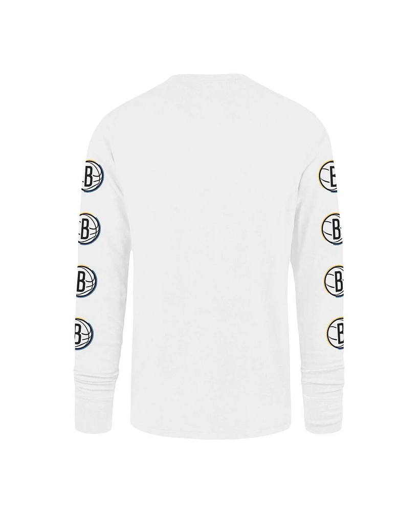 Men's '47 Brand White Brooklyn Nets City Edition Downtown Franklin Long Sleeve T-shirt