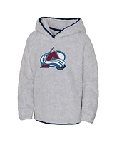 Big Girls Heather Gray Colorado Avalanche Ultimate Teddy Fleece Pullover Hoodie