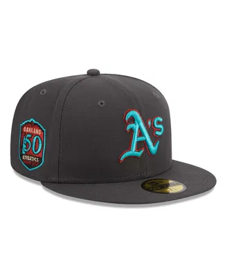 Men's New Era Graphite Oakland Athletics Print Undervisor 59FIFTY Fitted Hat