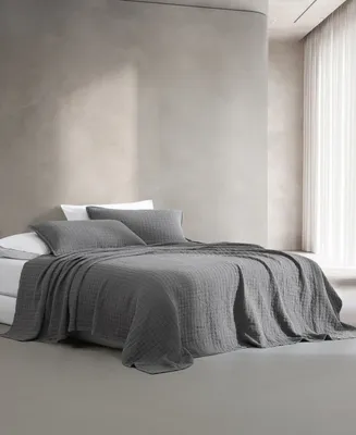 Closeout! Calvin Klein Essential Garment Washed Cotton Jacquard Coverlet