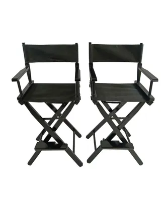 Folding Black Director's Chair Set - 2 Pieces