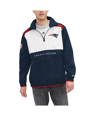 Men's Tommy Hilfiger Navy, White New England Patriots Carter Half-Zip Hooded Top