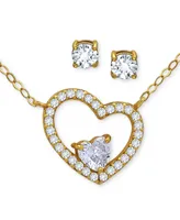 Giani Bernini 2-Pc. Set Cubic Zirconia Heart Pendant Necklace & Solitaire Stud Earrings, Created for Macy's