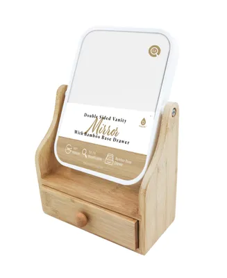 Pursonic Dual-Sided Vanity Mirror with Bamboo Drawer Base